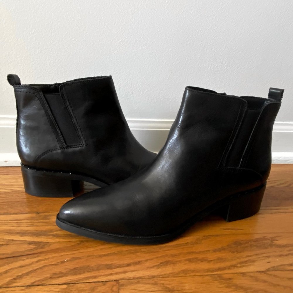 Franco Sarto Domingo Bootie, Black Leather, Size 10